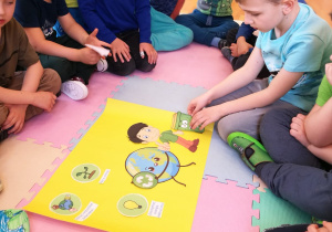 dzieci tworza ekologiczny plakat
