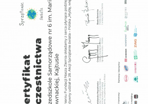Certyfikat uczestnictwa dla grypy "Kajtusie"