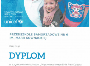 Dyplom od UNICEF